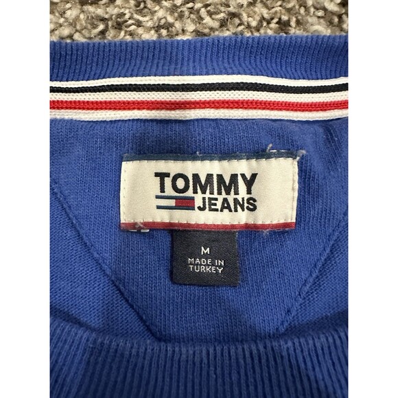 Tommy Jeans T Shirt Men M Blue Spellout Retro VTG New York Hilfiger Streetwear - Picture 3 of 6